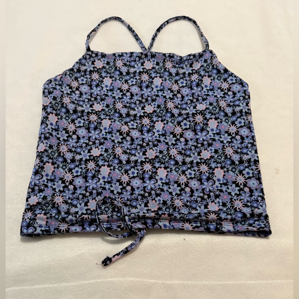 Purple & Blue crisscross back crop top